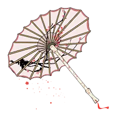 中国古风油纸伞卡通手绘油纸伞雨伞