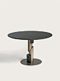 Shakedesign_Tables and desks_Flow table with wooden elements in T150 noir, light bronze metal structure and top T150 noir