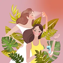 美妆节少女化妆打扮护肤日记psd分层源文件设计素材手绘插画海报