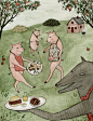 Three Little Pigs from Fairytale Food. Illustration copyright Yelena Bryksenkova