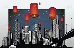 摩天大楼的城市全景。