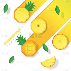 清新,水果,菠萝,艺术,纸,背景,农业,商务,素食,折纸工艺