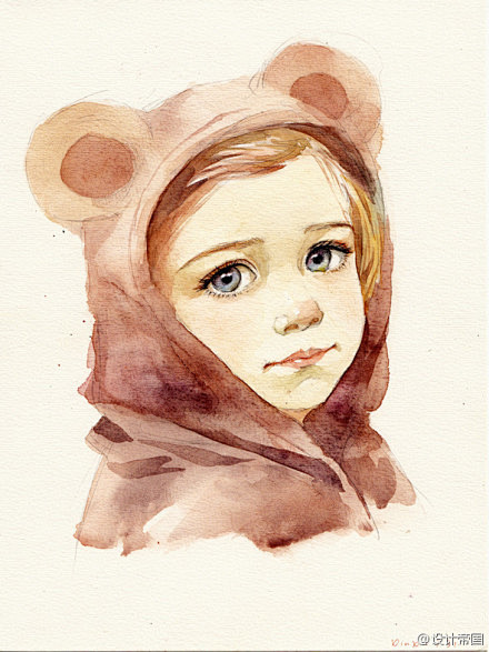可爱的小萝莉水彩人像插画｜来自插画师 果...