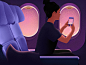 Flight phone trip girl flight sunset grainy texture purple grain plane illustrator illustration
