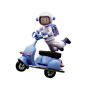 Astronaut Riding A Scooter  3D Illustration
