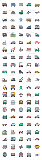 100平运输图标——对象集图标100  Flat Transport Icons Set - Objects Icons公共汽车,汽车,平运输图标,直升机,吉普车,飞机,校车,滑板车,船,拖拉机,交通、运输平面图标,运输图标,运输插图,交通、运输图标,卡车,矢量,矢量插图,车辆,车辆、货车 bus, car, flat transport icons, helicopter, jeep, plane, school bus, scooter, ship, tractor, transport, trans