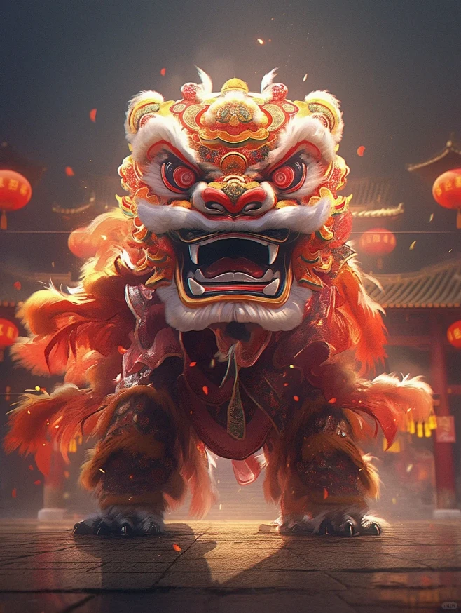 AI动作情绪表现力练习，醒狮祈福！-花瓣网