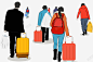 拖着行李回家的人群矢量图 免费下载 页面网页 平面电商 创意素材