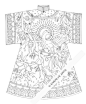Chinese Bird Coat - an adult coloring page, printable digital download on Etsy. $2
