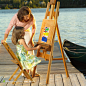 教育机构宣传广告素材在海边画油画的母女摄影背景桌面壁纸图片素材