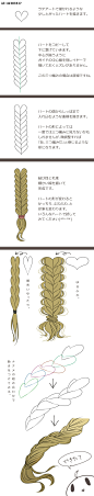 #SAI资源库# 动漫人物发型麻花辫的不同画法，三股辫设计其实很简单，按自己的喜好画出好看的辫子！转需~