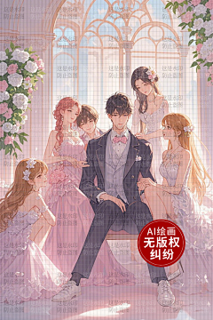 AI版权图库采集到【原创】AI多人 群像 后宫
