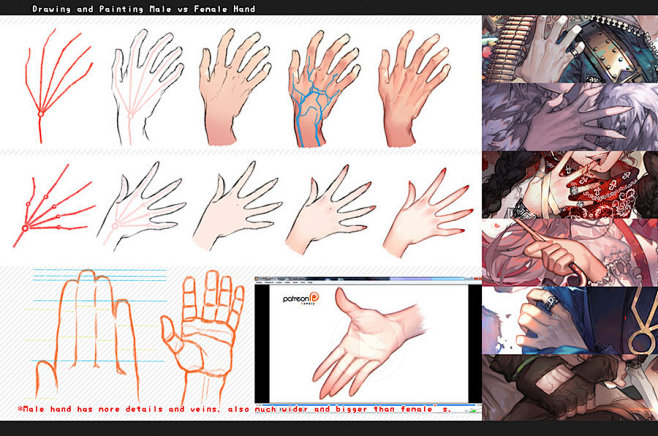 Drawing hands: male ...