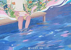 以《新月集》为灵感，创作了几幅插画，愿你感到一个世界的静谧。

抬头看看月亮吧
当黑夜笼罩你的道路时，
它将忠实的在你头上照耀。
#诗歌##插画# ​​​​