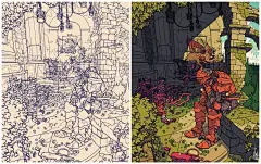 上色废福音！线稿VS色稿对比，让你摆脱色毁尴尬！ : 很多同学表示学会速写后 只会画线稿一上色就废 今天给喜欢废金属的童靴们 推荐一组废金属机械插画 来自 波兰画师IgorWolski的作品风格酷炫充满冒险性 