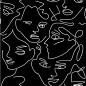 人脸线条涂鸦无缝插画
