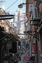 社区,建筑外部,古老的,上海,被抛弃的,空的,暗色,砖,坏掉的,肮脏的