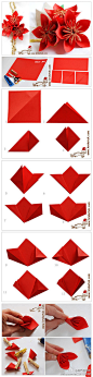 【红色小花详细DIY教程】 节庆装扮很实用哦 ~