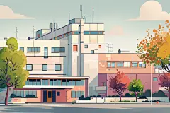 城市医院手绘图库