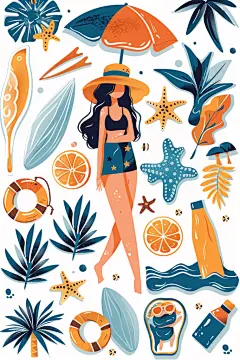 夏季元素绘画主题