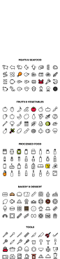 160 Cooking Icons : This is a set of 160 cooking line type icons, with solid and colored version.It is seperated into 5 parts; meat&seafood, fruits&vegetable, processed food, bakery&dessert, tools.Most icons are designed in 72x72px square, but