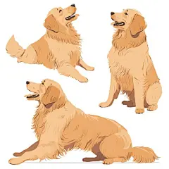 拉布拉多犬小狗插画矢量图设计素材
