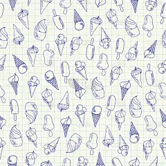 冰淇淋涂鸦无缝图案