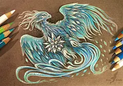  俄罗斯画师AlviaAlcedo彩铅手绘设计的神兽