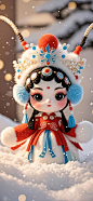 3D Q版戏曲人物玩偶手机壁纸