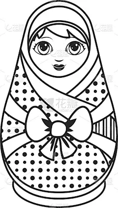 套娃。头巾的洋娃娃。