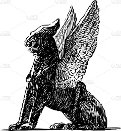 狮身鹫首怪兽,草图,雕塑,金属,图像,猫,矢量,黑白图片,街道,想象