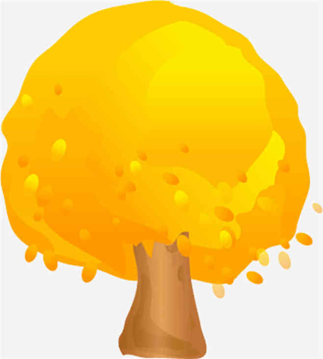 黄色小树卡通元素
