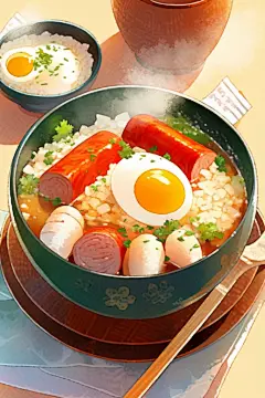 广东特色木桶饭煲仔饭美食插画