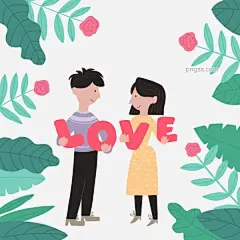 情人节情侣love图片大小2000x2000px 图片尺寸1.05 MB 来自PNG搜索网 pngss.com 免费免扣png素材下载！love#爱情#插画#花卉植物#卡通手绘#开心#亲密#情侣#情人节#甜蜜#相互注视#