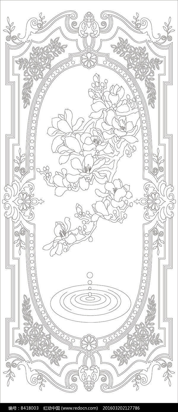 玉兰花欧式花纹雕刻图案图片