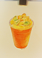 水果饮品 涂鸦 水彩 插画 手绘美食 素材 吃货
