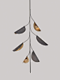 chandelier with metal leaf-shaped bulb covers