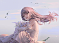 Anime 2048x1495 long hair wedding dress