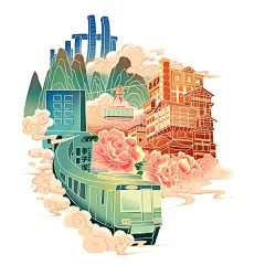 重庆地标插画 - 小红书