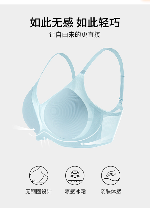 有棵树凉感内衣女夏季薄款小凉风聚拢文胸无...