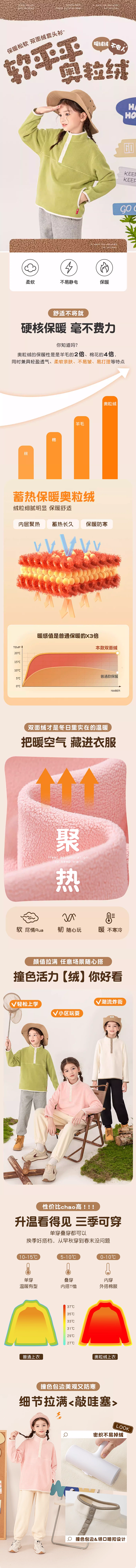 女童卫衣加绒2023新款奥粒绒儿童秋冬洋...