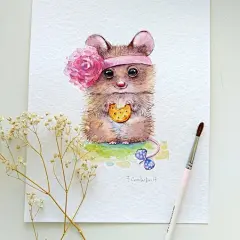 一组萌萌的水彩小动物~   ins  genechka_djogan ​​​​ via @ins插画 ​ ​​​​