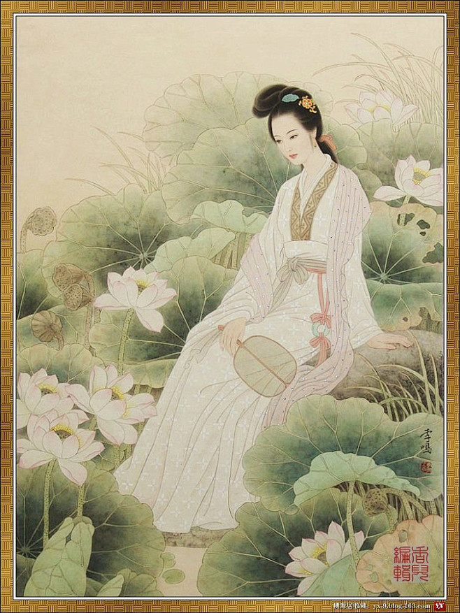 【李鸣的工笔人物画欣赏 --- 国色天香...