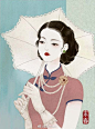 【杭州插画师潘春淑(末春)人物绘画作品】清新婉约民国风.... ​