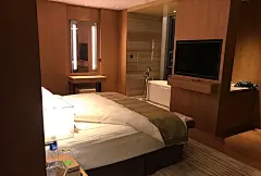 南京上秦淮假日酒店厚道，當天APP顯示升級了湖景房 : 定的是 南京上秦淮假日酒店 預付價含稅500的乞丐房。 P卡。 當天APP顯示升級了湖景房。到店後會員通道直接辦理，櫃檯很主動親切，直接升級湖景套，並送雙早，並不需要談心。看了一下當天同樣房型加雙早價格要一千多，感覺還是很厚到。 進入房間後，燈光空調都已經開好，水果以及致謝信放到了茶几上了。整個房間面積還是可以的。面湖的風景跟我第一次住的面向路口的乞丐房相比要高到不知道哪裡去了 浴缸是個亮點。面湖風景白天晚上都不一樣。噴泉燈光晚上很棒。 酒店的泳池也