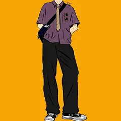 帅气的男友风日常穿搭手绘插画，酷酷的#教科书式男友风穿搭##插画艺术# 作者@-早安宇宙- ​​​​