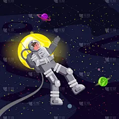 星星,背景,太空,矢量,卡通,模板,扁平化设计,标语,宇航员,贺卡