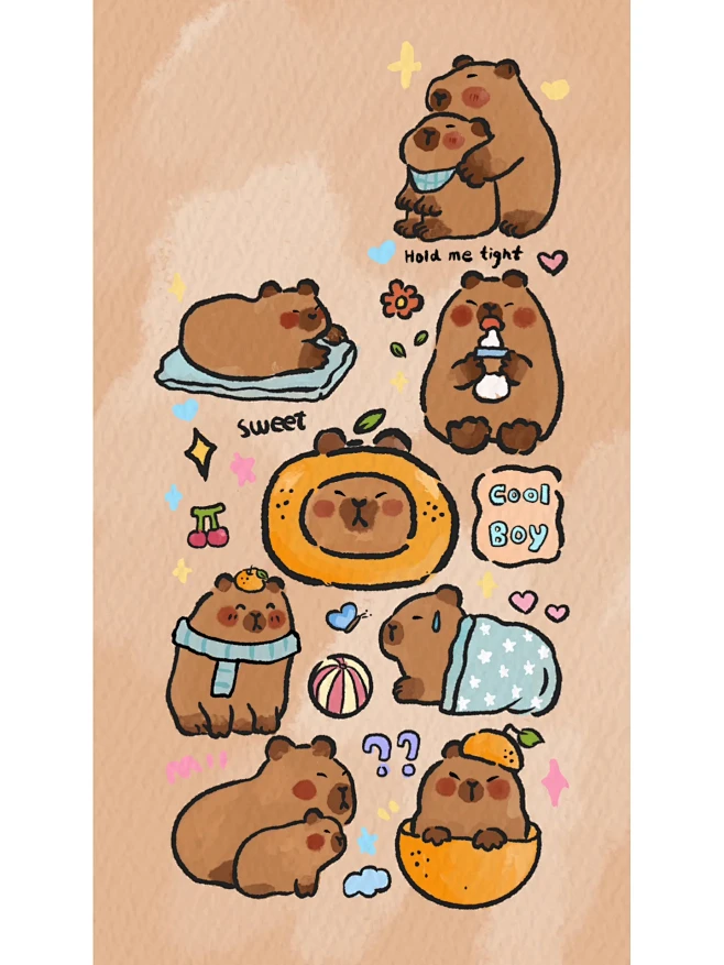 可爱水豚插画分享