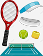 网球场和网球拍 平面电商 创意素材
