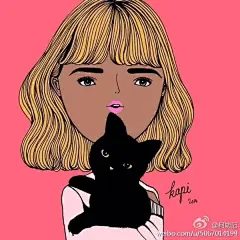 kapi复古女孩 简约系列 头像 线描 壁纸 酷酷 猫咪 短发
